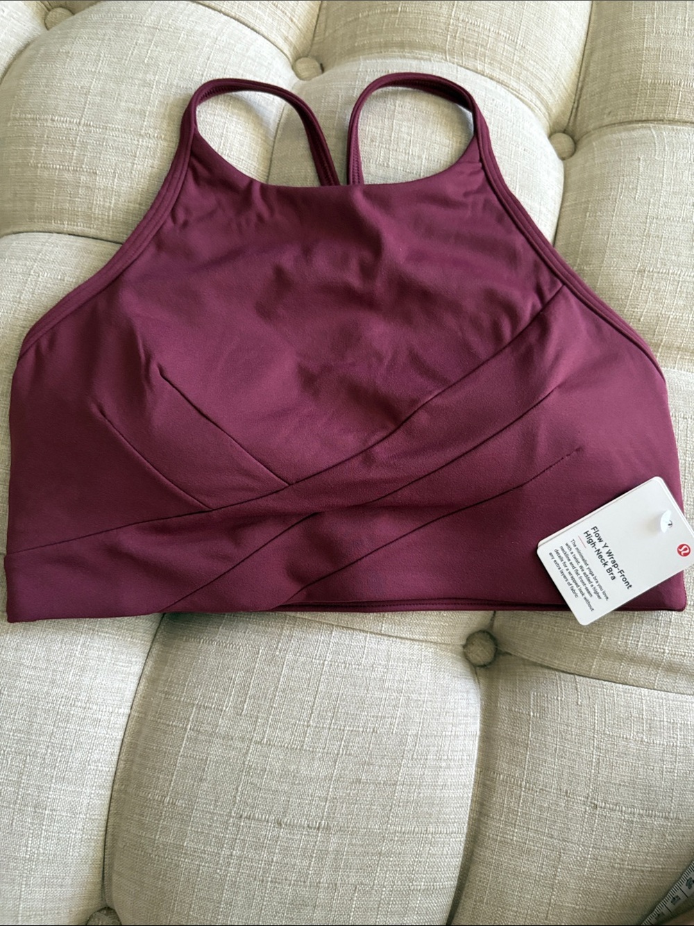 lululemon athletica Wine High-Neck Cross-Front Sports Bra